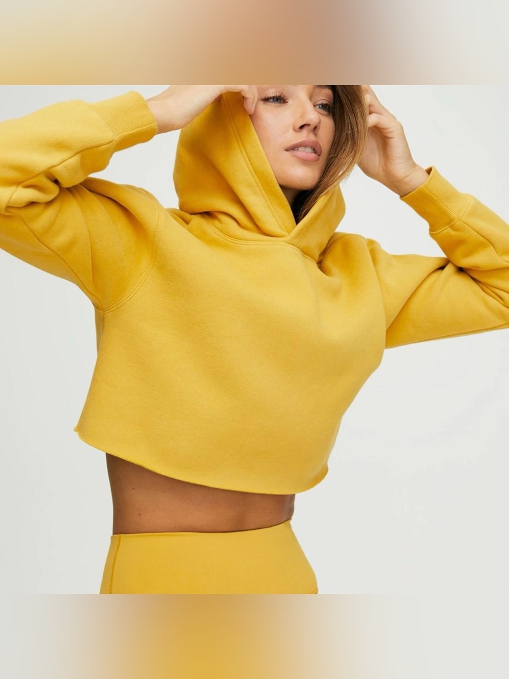 TNA Cropped Hoodie in Mustard